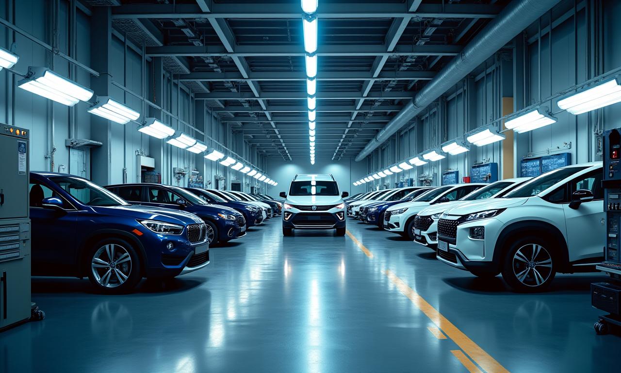 Clean, modern auto workshop interior with tools
